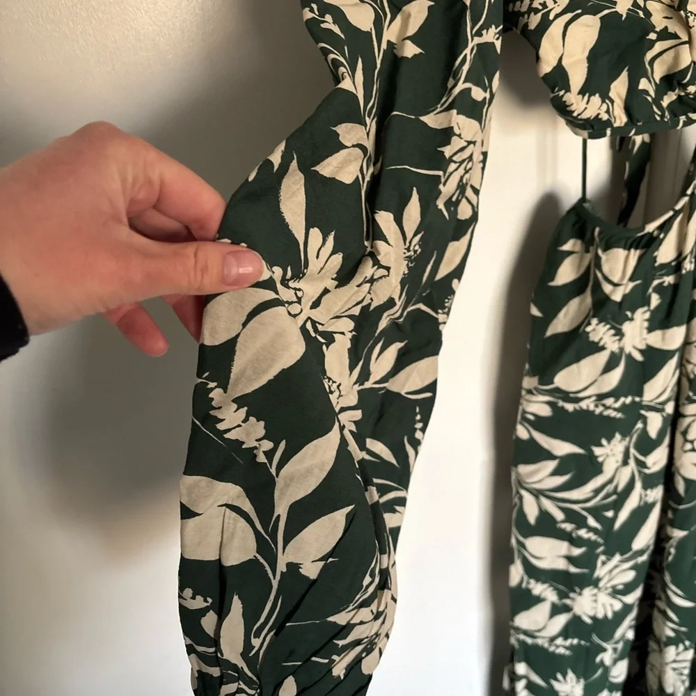 Abercrombie & Fitch Dark Green and Cream Floral Maxi Dress